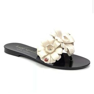 ✨🌸kate spade Black Patent Floral Jaylee Jelly Sandal Slides NWT